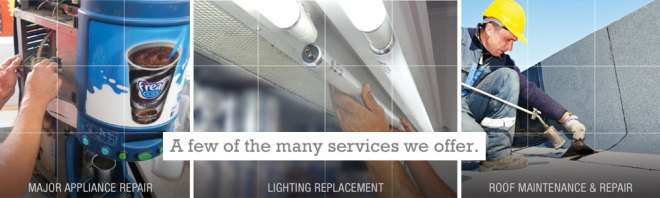 MPS offers major appliance repair, lighting replacement and roof repair and replacement.